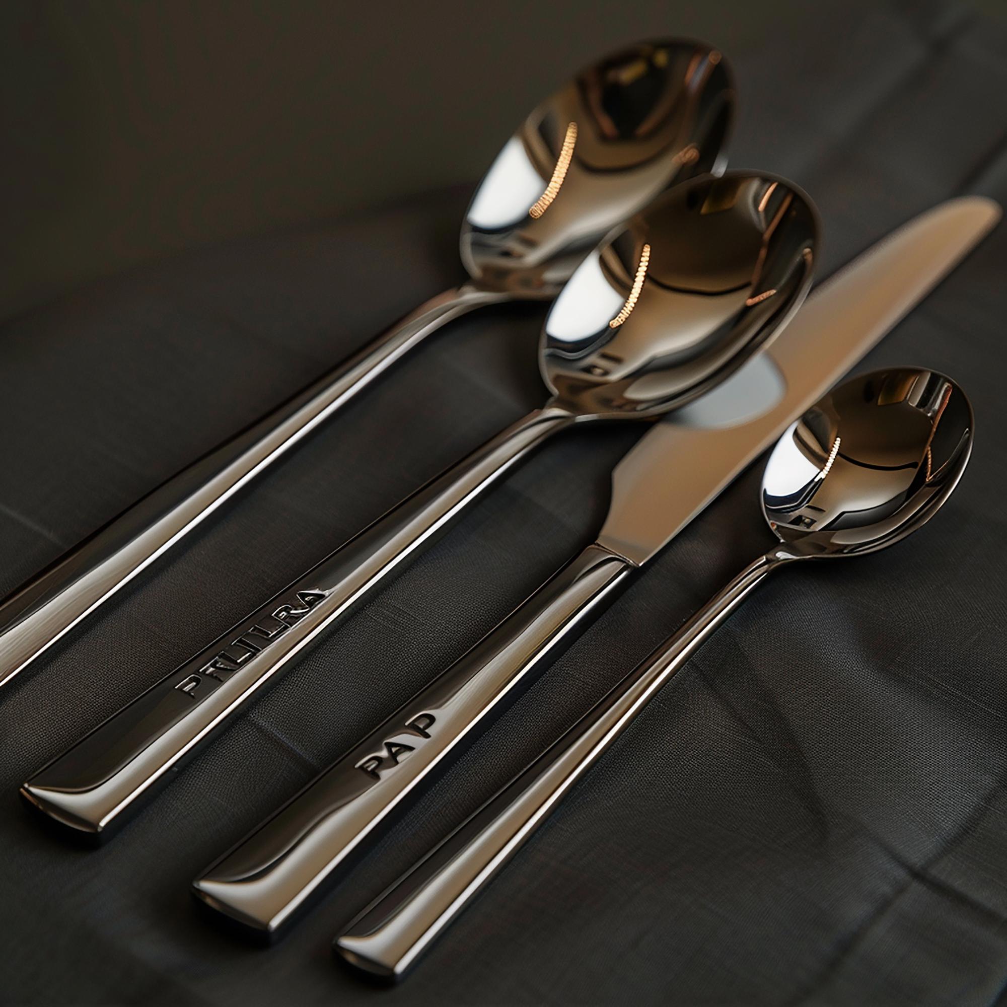 Tasting course in low light with brass cutlery